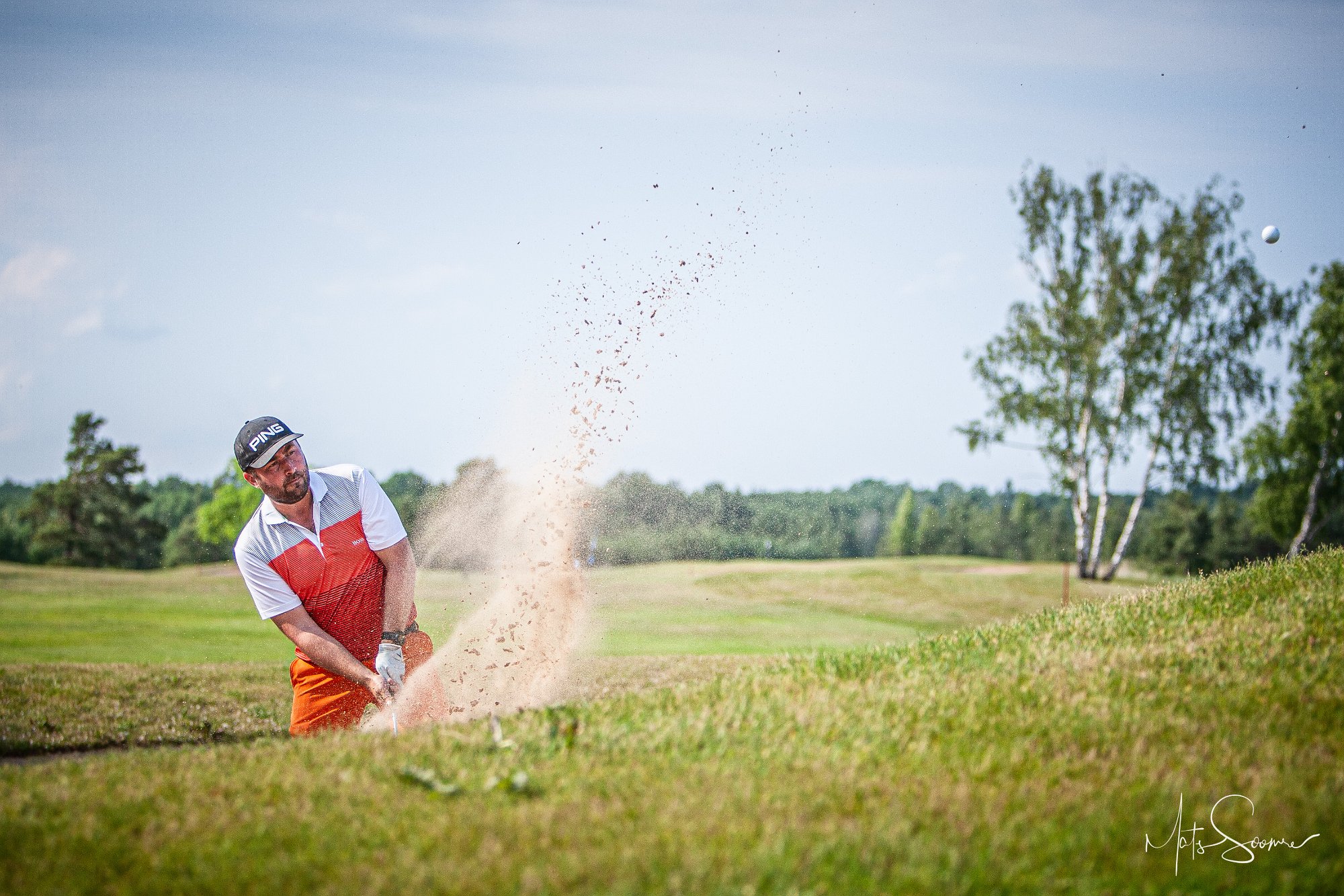 Mihkel Lekk 18. raja bunkrilöök. Eesti Golfi Karikas, Saar Golf 